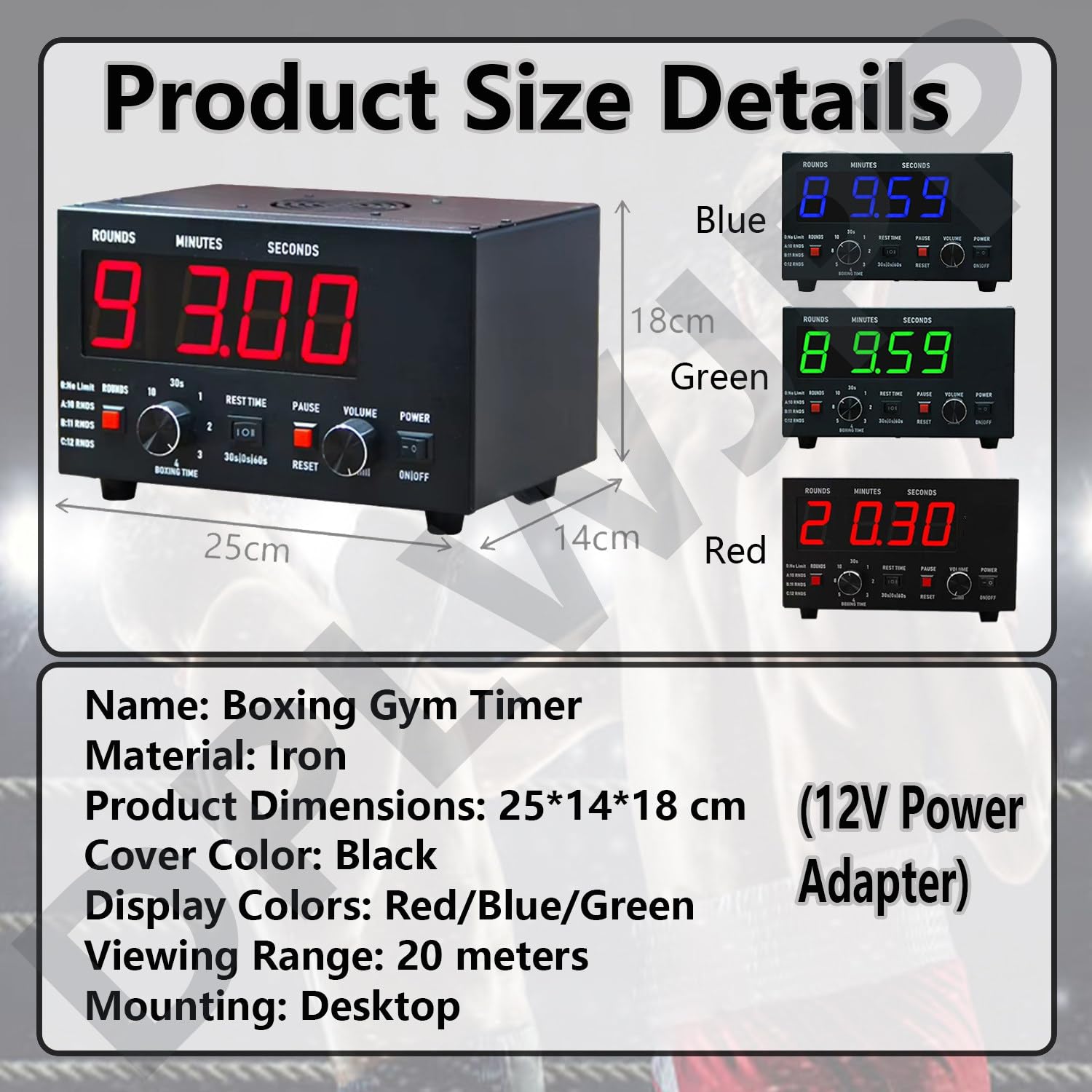 Timer a intervalli di boxe con display a LED e cicalino regolabile per allenamento e ginnastica, ideale per professionisti del fitness e atleti
