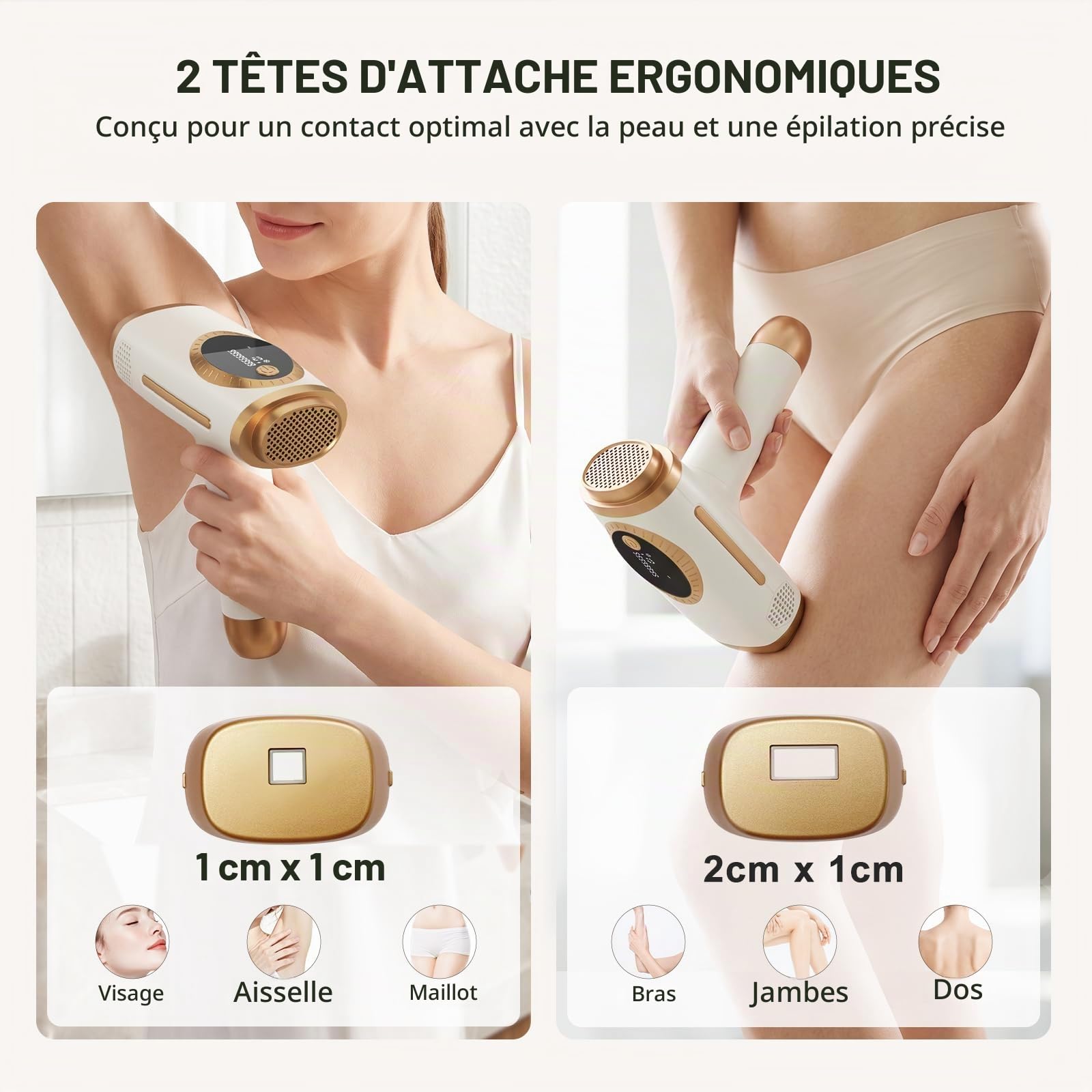 NALONE Épilateur Lumière Pulsée avec Refroidissement 10 Niveaux d'Énergie