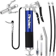 Pindex Grease Gun Kit with Needle Coupler, Manual Grease Pump with 3 Hoses | for 400g Cartridge, Quick-Release Coupler, with Fitting Ends Nozzle, for Excavator Strimmer, Agricultural, Industrial