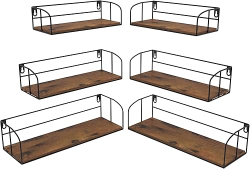 Giftgarden Paquete de 6 estantes flotantes para montaje en pared estantes rústicos para colgar en la pared estantes de pared para baño cocina