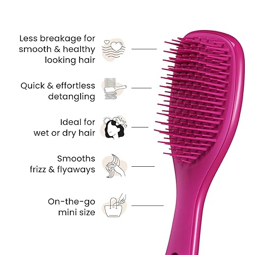 Miniatura 4 de Tangle Teezer Cepillo desenredante definitivo, elimina nudos y reduce la rotura, mini cepillo de pelo para viajes, manos pequeñas y todo tipo de