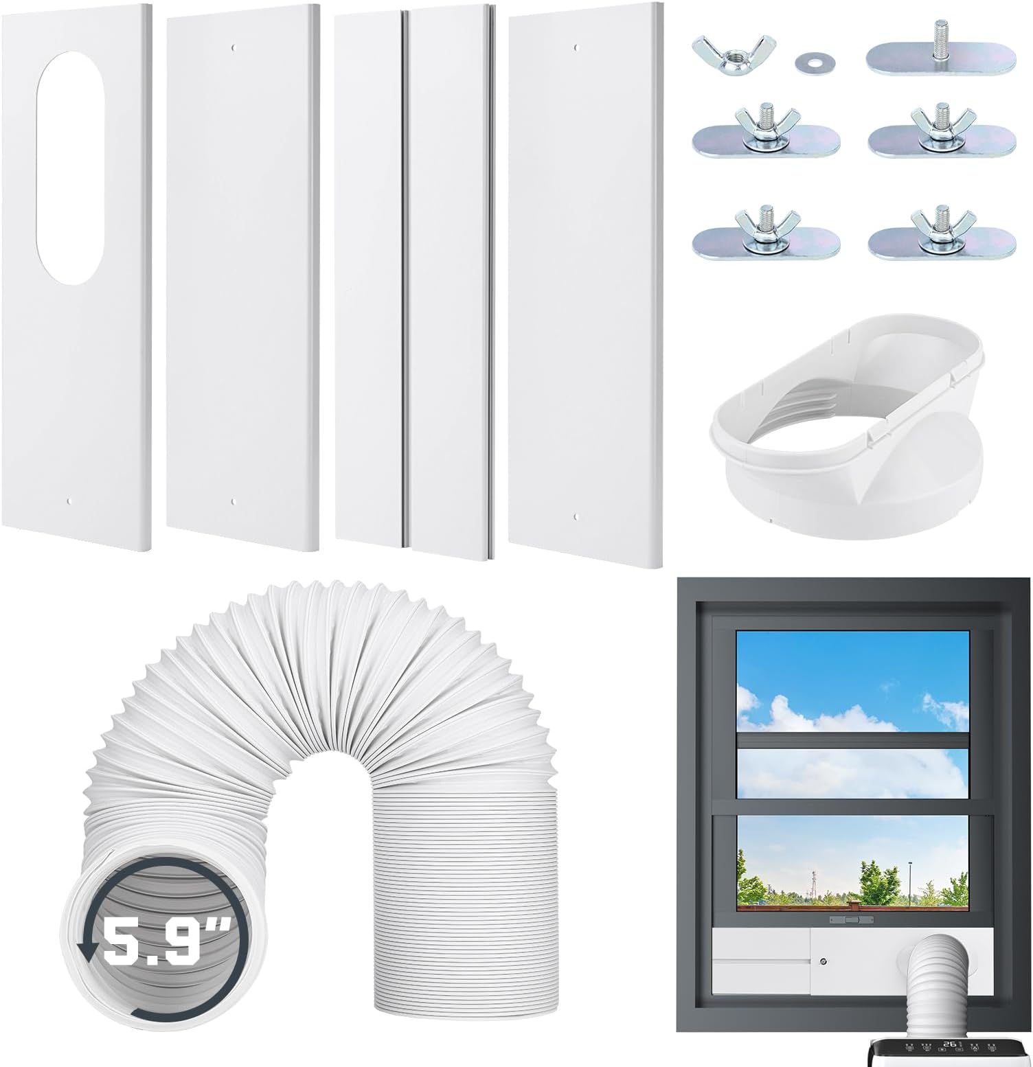 Amazon.com: Portable Air Conditioner Window Vent Kit with 5.9” Diameter ...