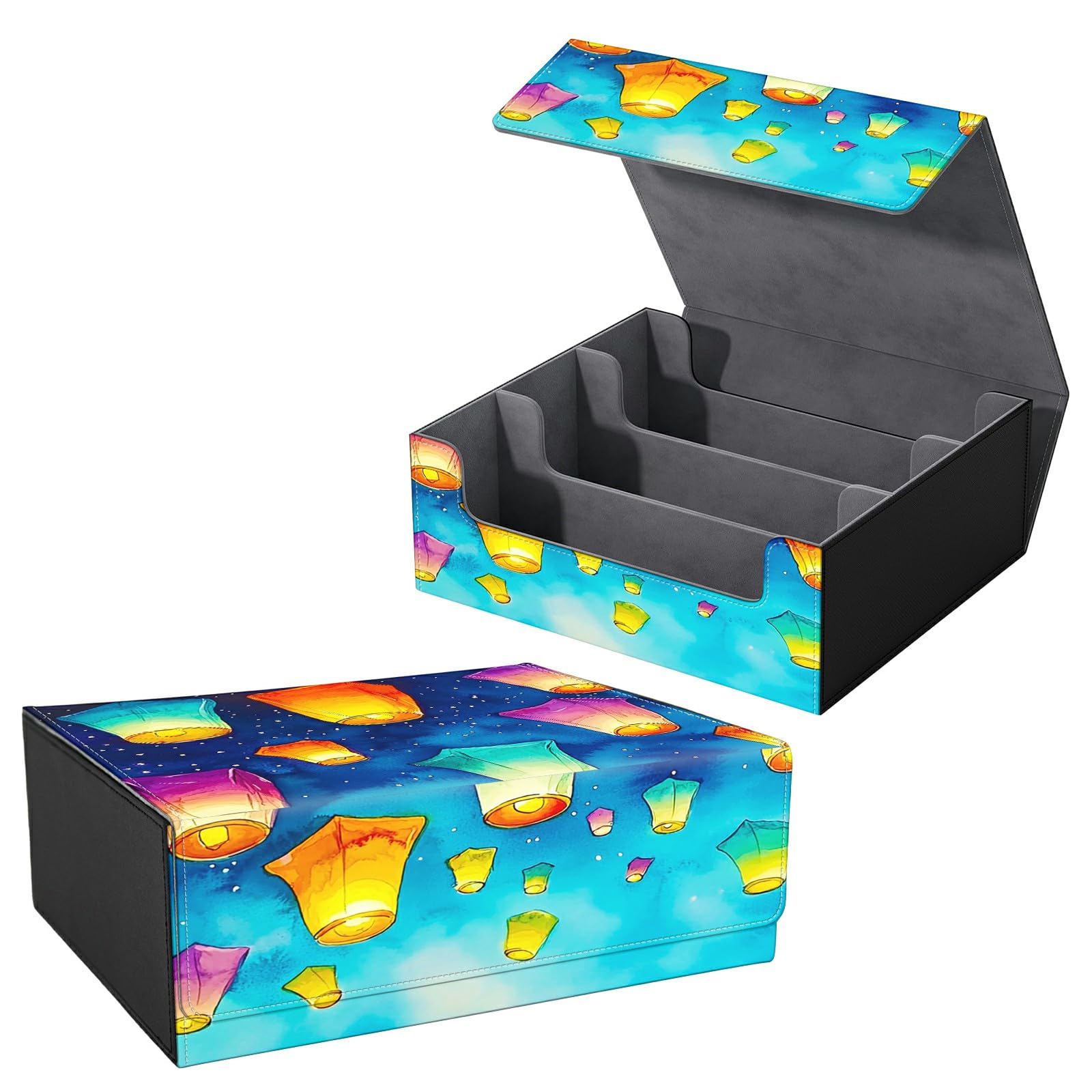 Dikoer for MTG Commander Deck Box Fit Trading Cards, 1800+ Sleeved Cards with PU Leather Magnetic Large Card Storage Case for TCG CCG Magic Sports Cards Man Woman Gift, Lantern