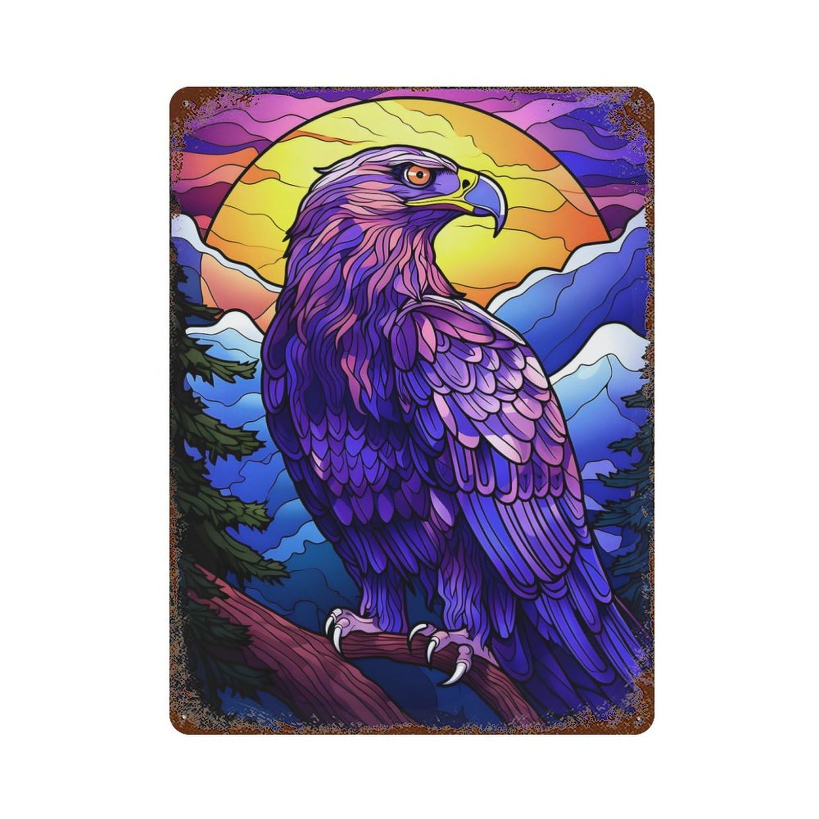 Eagle In The Wild Abstract Aged Metal Wall Plaque 15.7"x11.8", Industrial Home Decor for Pub, Kitchen And Man Cave Decor