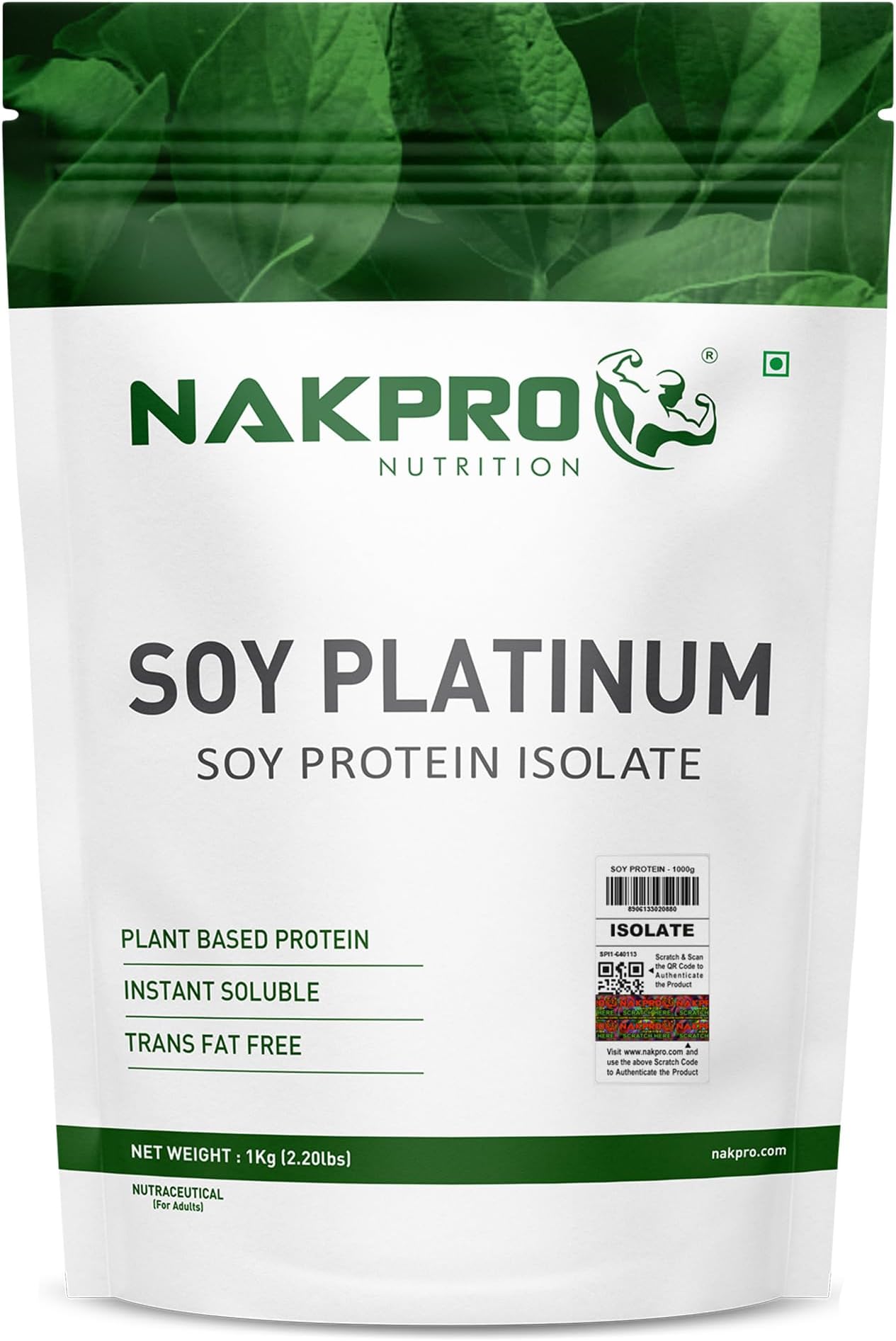 VEGAN SOY PROTEIN ISOLATE 90% | 27.4g Protein, 4.7g BCAA | Vegan Plant Based Protein for Muscle Growth | Raw, Natural Protein for Men, Women & Athletes | 1 Kg Unflavoured (30 Servings)