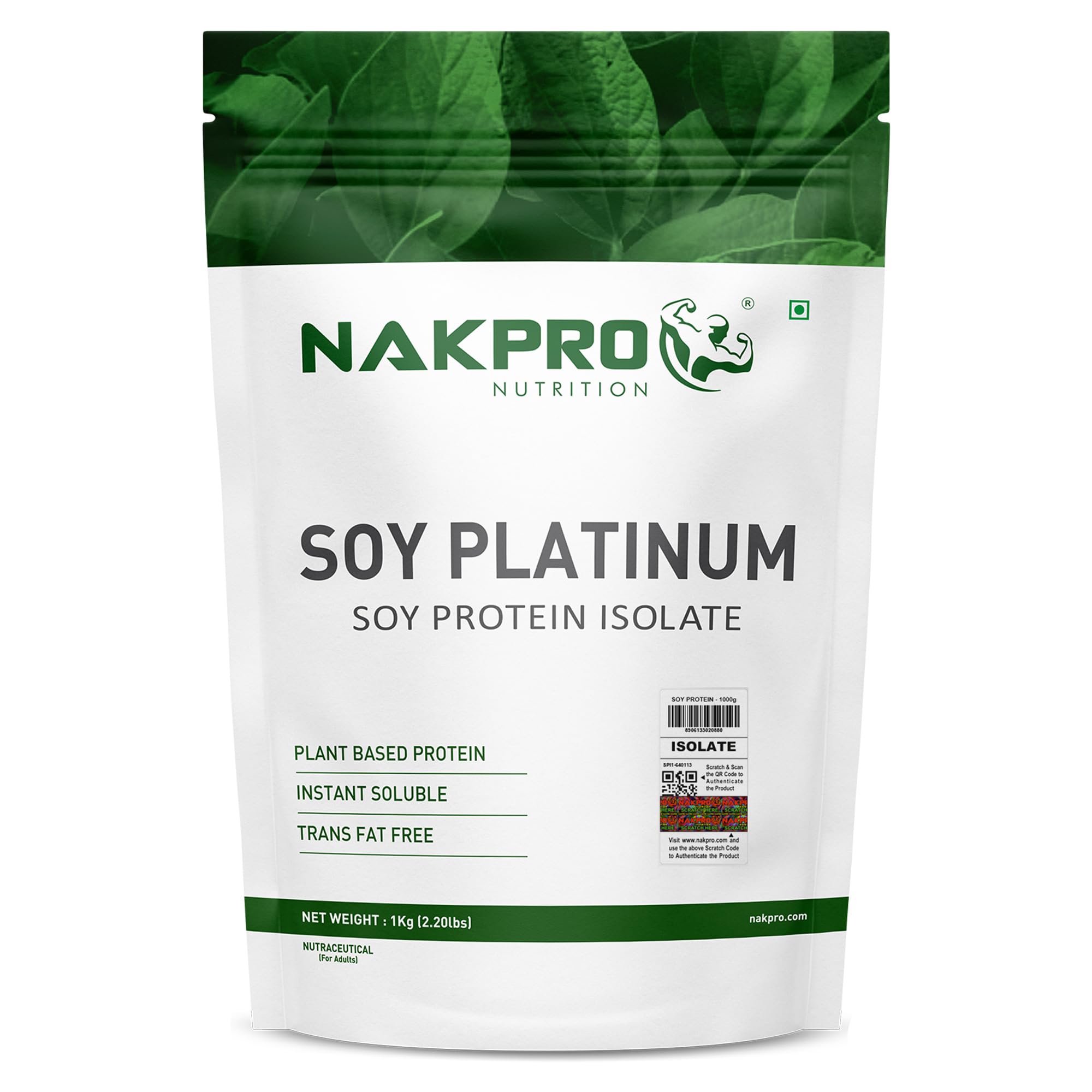 NAKPRO VEGAN SOY PROTEIN ISOLATE 90% | 27.4g Protein, 4.7g BCAA | Vega