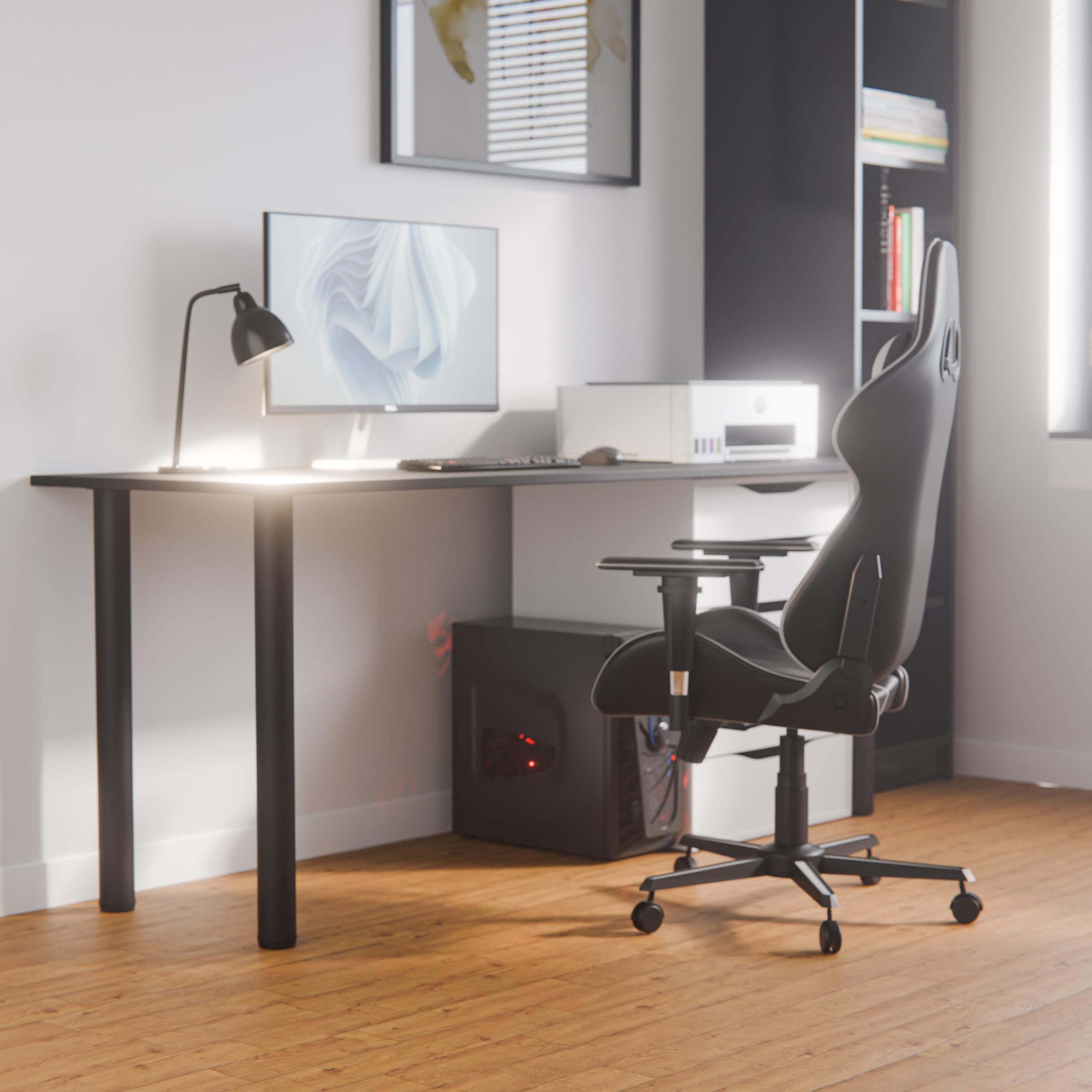 ATM® Gambe da tavolo in metallo regolabili in altezza 710 mm + 30 mm - Diametro: 60 mm - Nero