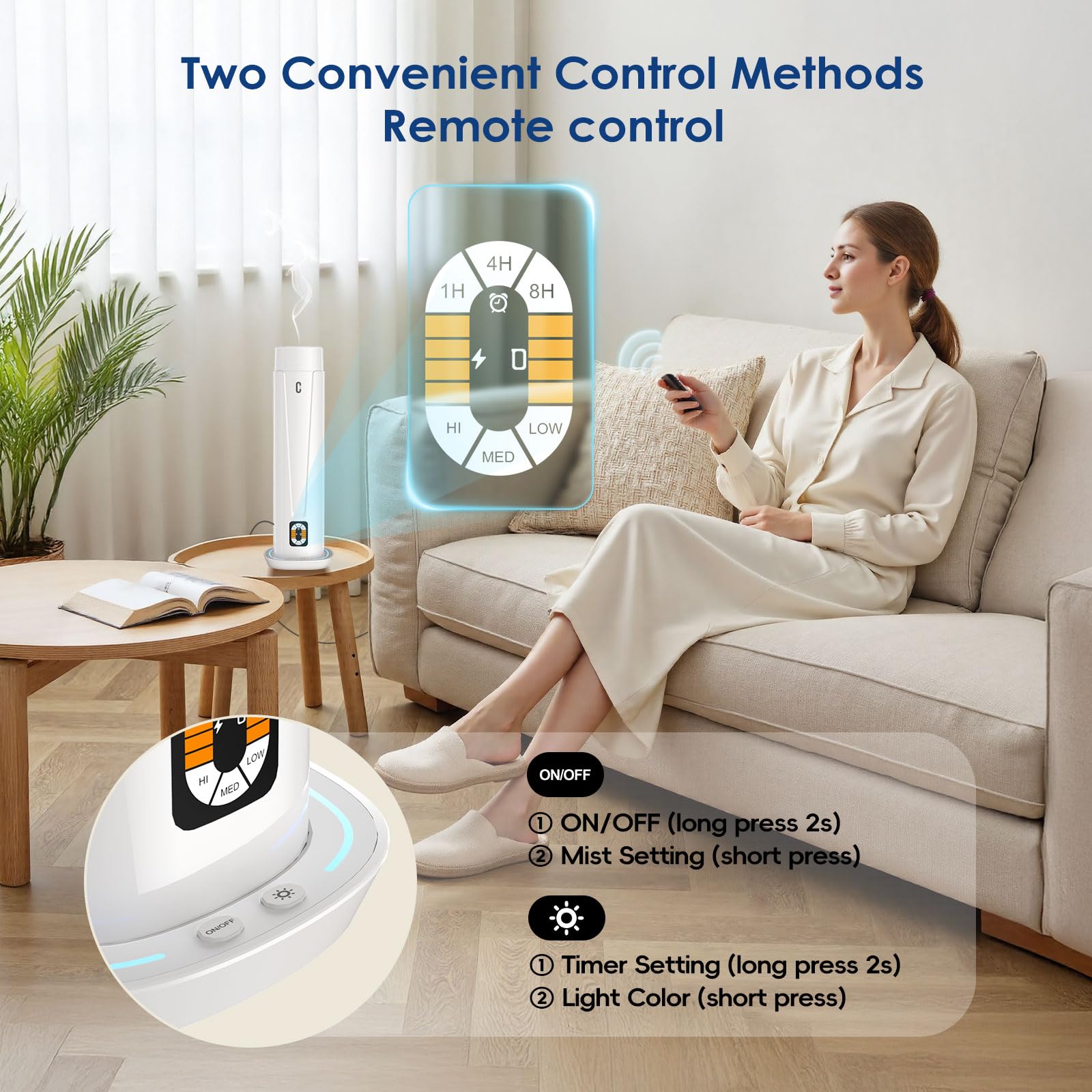 Diffuseur de parfum sans eau – Couverture de 1 200 m², diffuseur d'huiles essentielles avec télécommande, diffuseur d'aromathérapie silencieux avec lumière LED et minuterie, machine à air parfumé pour