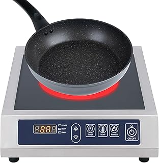 Placa de inducción 1 placa de inducción móvil con función de temporizador 24H, potencia ajustable 11 niveles y temperatura 140-572 ℉, ventilador de refrigeración integrado