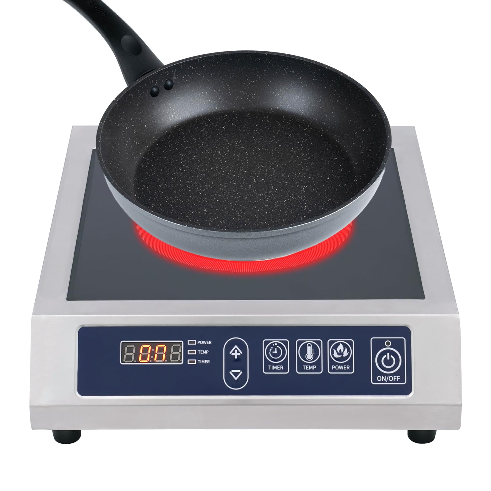 Placa de inducción 3500 W, 35 cm, cocina eléctrica de inducción, 75 kg, grande, profesional, placa de inducción, 1 placa para diámetro de 12 – 30 cm, magnética, plana, acero inoxidable, esmaltada