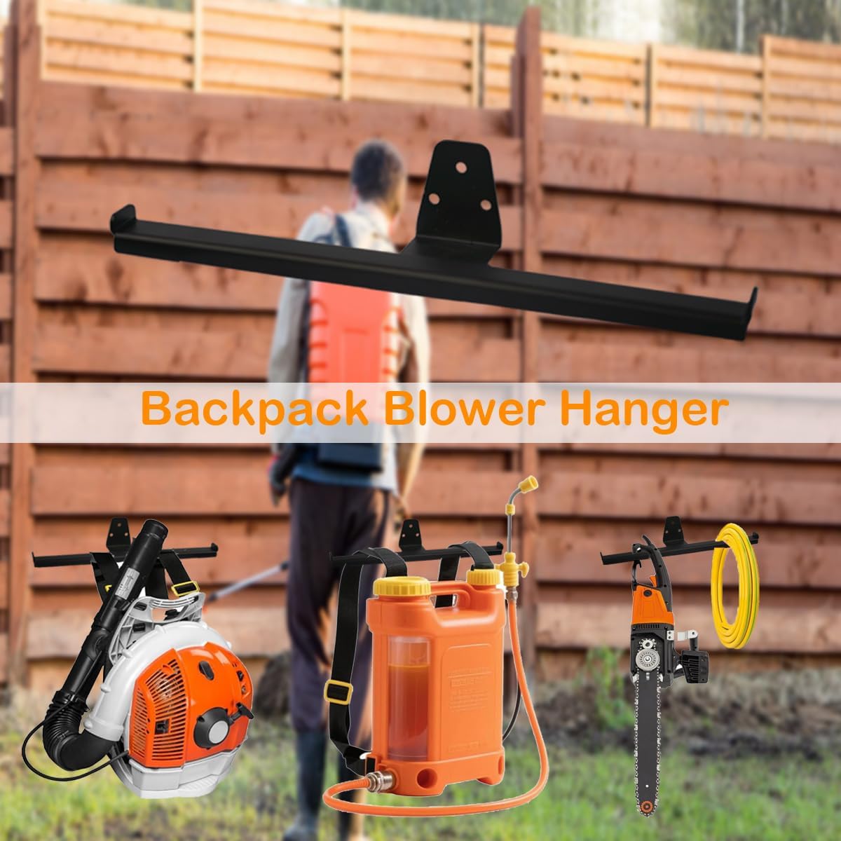 Backpack Leaf Blower Hanger- Organize Your Gear with this Heavy Duty Organizer | Wall Mount Storage for Backpack Blower, Chainsaw, and More | Tactical Gear Stand for Home or Garage(2 pack)