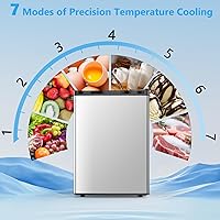 Vista 3 de COWSAR - Mini refrigerador de 2.6 pies cúbicos con congelador, refrigerador compacto de una puerta, 7 ajustes de temperatura ajustable, 2 estantes