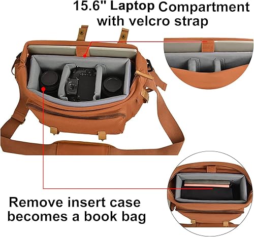 Miniatura 9 de CADeN Funda de lona para cámara compatible con Nikon, Canon, Sony DSLRSLR cámara sin espejo con soporte para trípode, bolsa de hombro para cámara