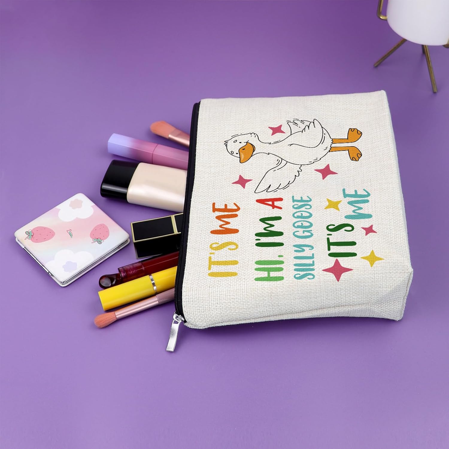 Sazuwu Silly Goose Gifts for Women Makeup Bag Goose Lover Gift Goose Themed Birthday Party Cosmetic Bag Animal Lovers Gift Ideas Toiletry Travel Pouch - Image 5