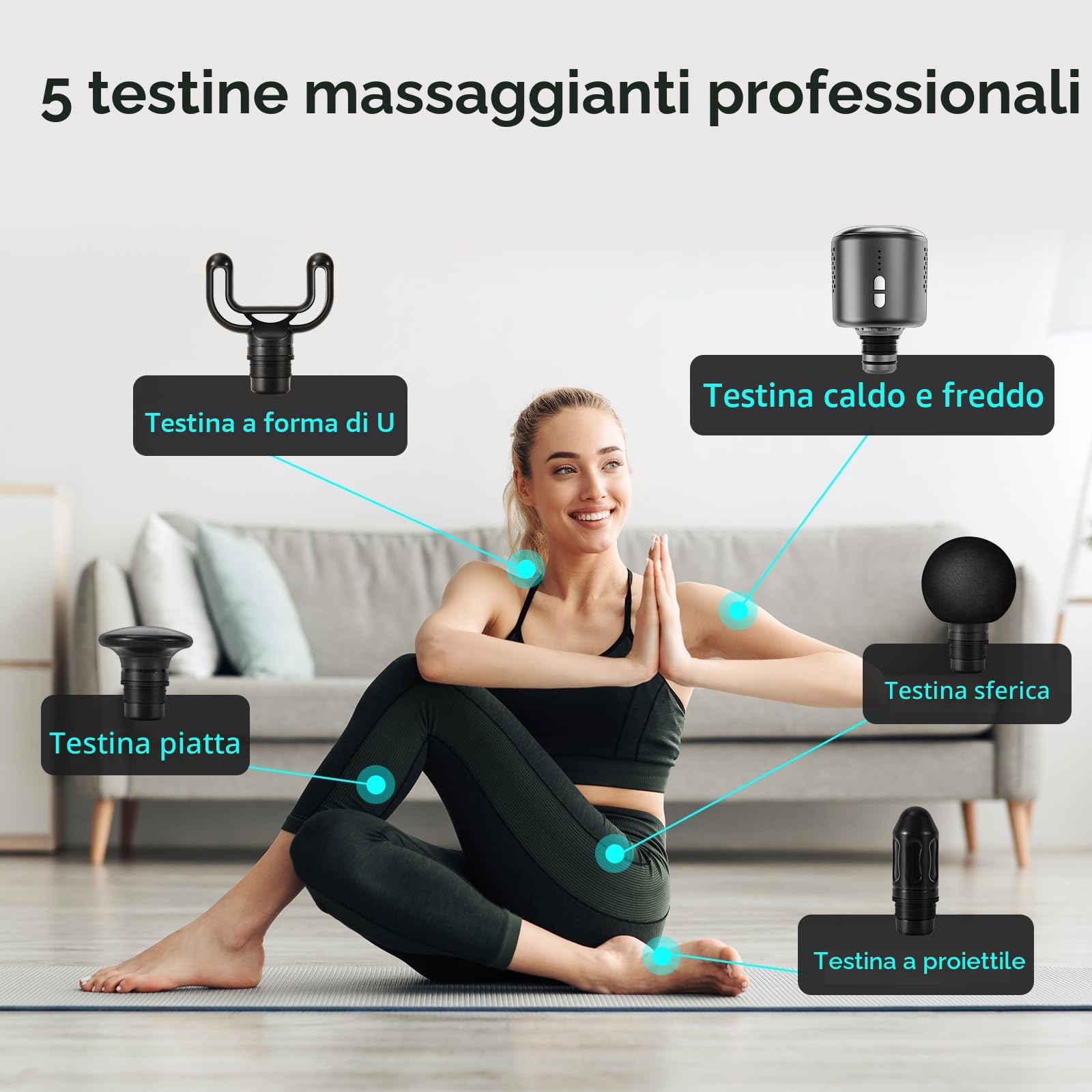 arboleaf Pistola per Massaggio Muscolare Con Caldo e Freddo, Pistola Professionale Massaggiante Profondo Tessuto 6 Velocità Massage Gun con 5 Testine di Massaggio per il Rilassamento dei Muscoli