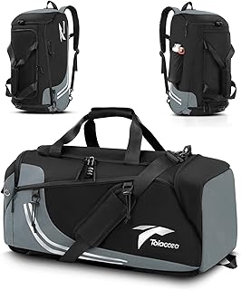 Tolaccea Gym Bags for Men Women, 45L Large Travel Duffel Bags with Shoe Compartment & Wet Pocket, Weekender Overnight Carry On Backpack Duffle Bag for Traveling Sports Workout (Grey)