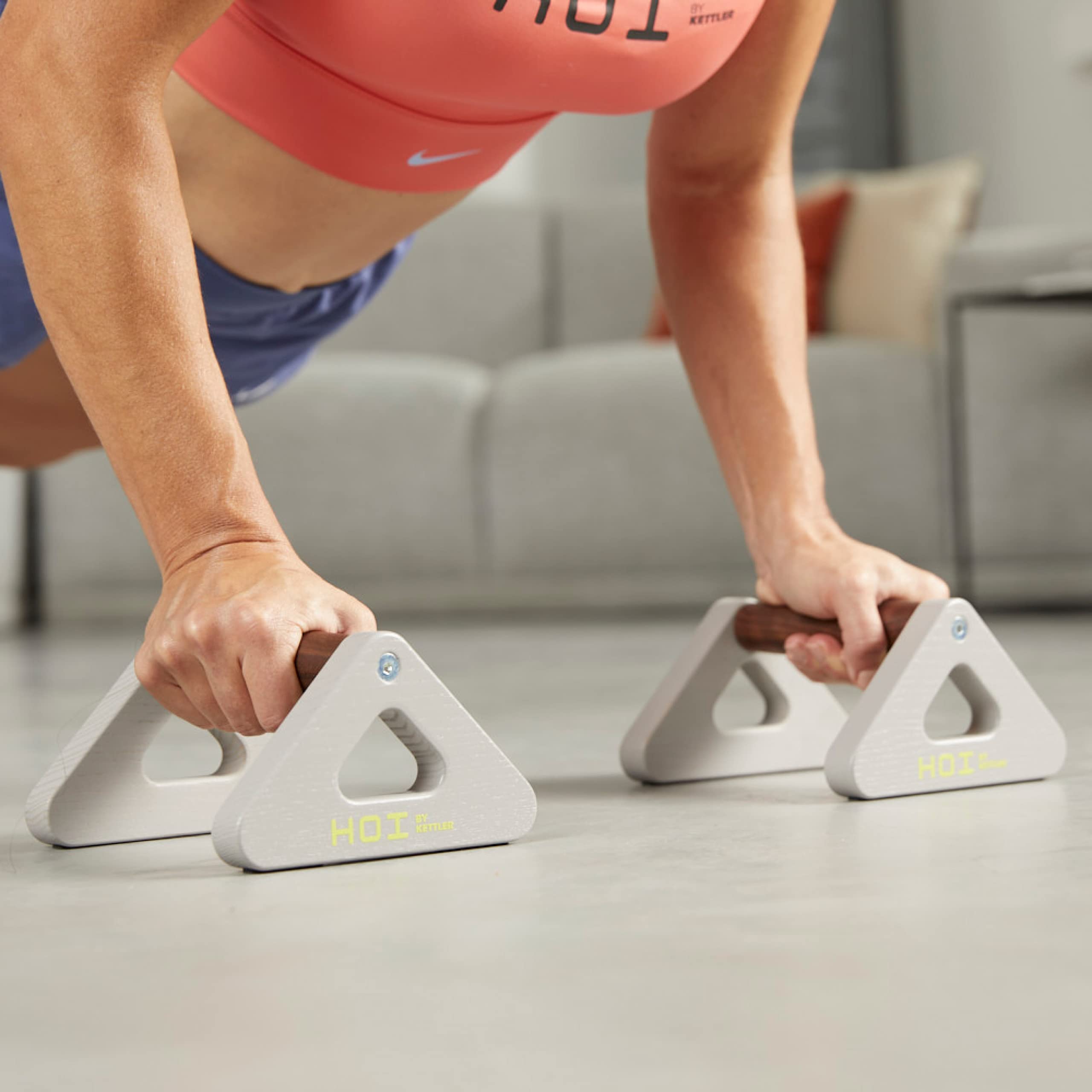 KETTLER Pushup Bars für Liegestütze | Stützen mit Anti-Rutsch-Pads | Griffe aus geöltem Nussholz