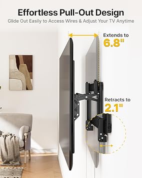 monTEK Heavy Duty Tilting TV Wall Mount for 55105 Large TVs up to 200lbs | Tilt TV Mount,Low Profile,Swivel Adjustment,6.8 Extension, Max VESA 1000x600mm, Fits 16/18/24/32 Studs,Quick Release