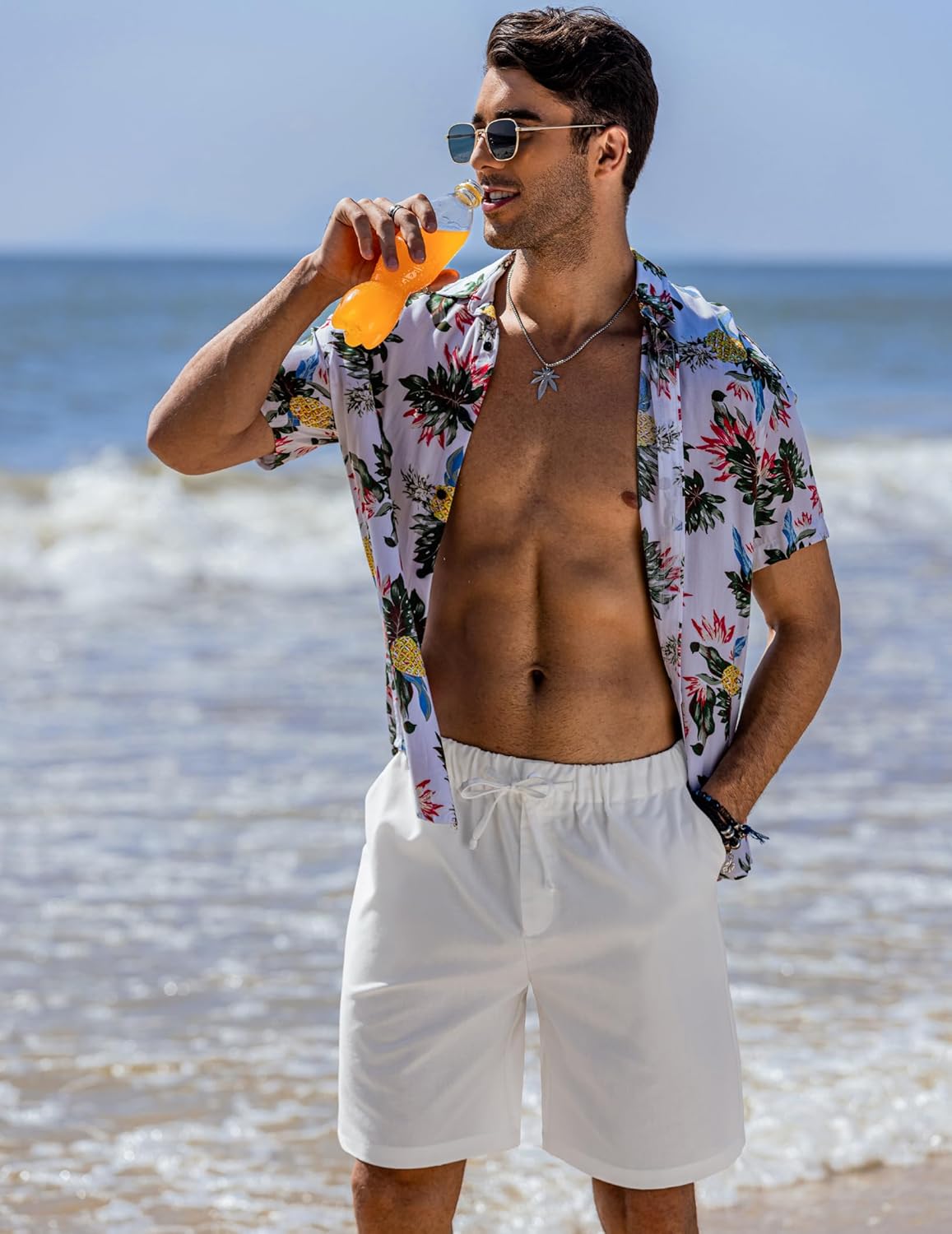 COOFANDY Men's Linen Shorts Casual Elastic Waist Drawstring Short Summer Beach Vacation Shorts - Image 2