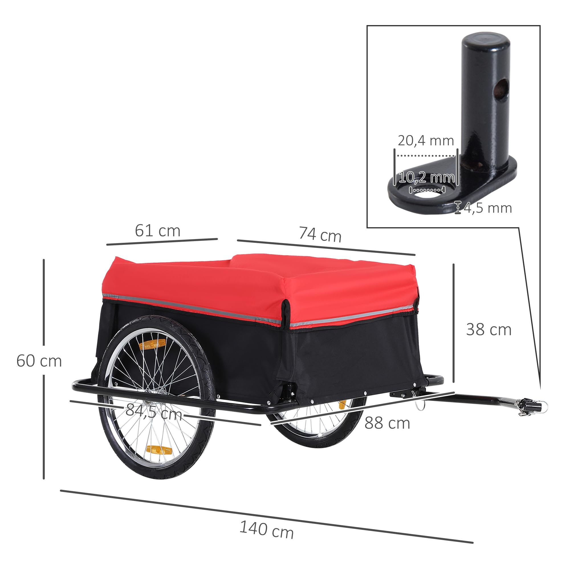 HOMCOM Lastenanhänger Transportanhänger Fahrrad Lasten-Fahrradanhänger Anhänge CargoTrailer