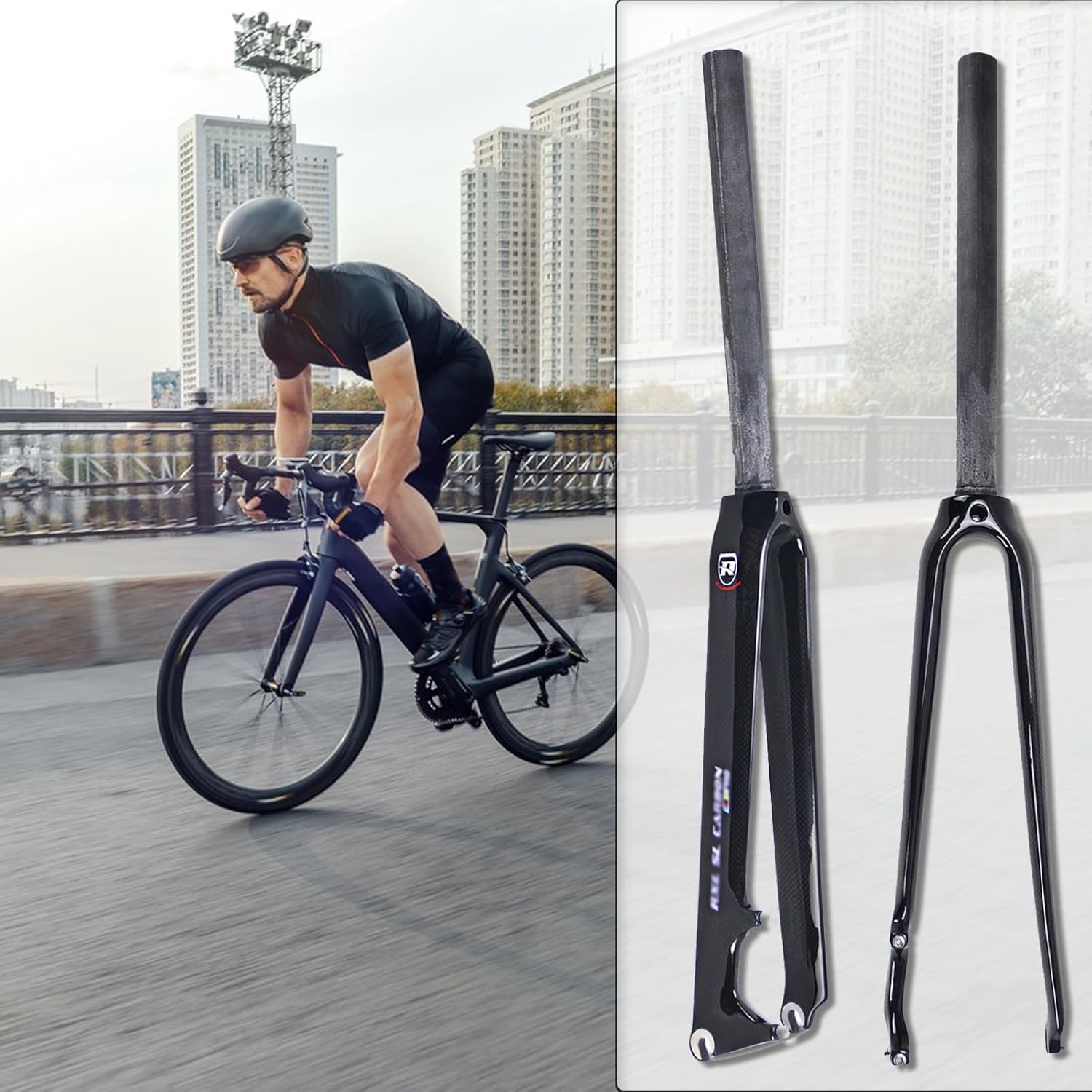 700C Road Bikes Rigid Fork Disc Brake 28.6MM Straight Tube Front Fork Full Carbon Fiber Bike Forks 9 * 100mm