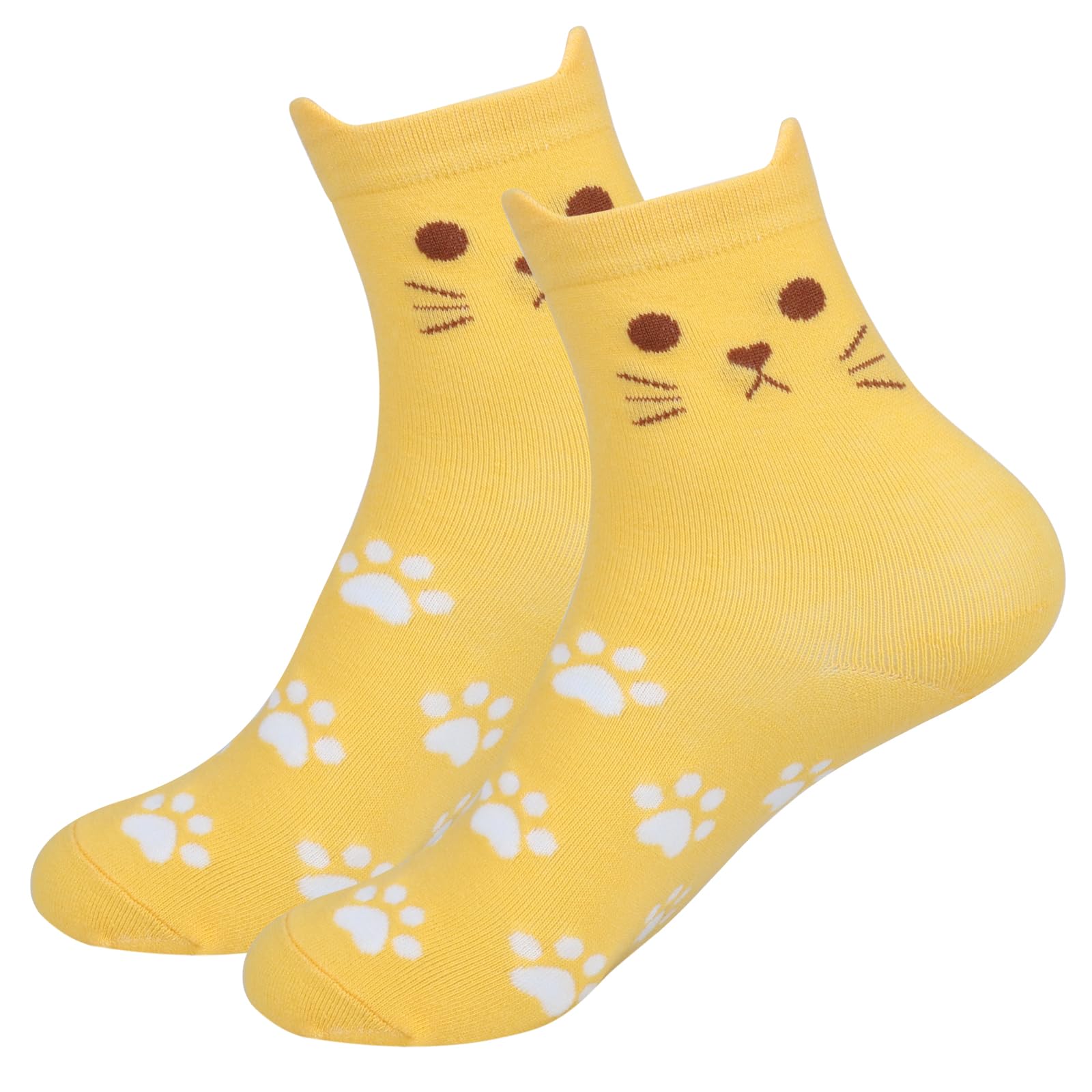 Fachoi Unisex Yellow Cotton Socks For Women Size 4-9 Over-Ankle Length Animal Themed Cute Patterns F1-Mmmw (Uk, Alpha, One Size, Regular, Regular, )