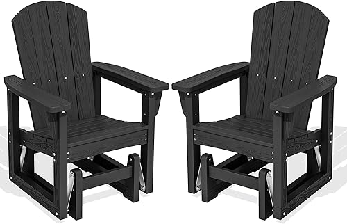 Vista 13 de SERWALL Silla Planeadora para Exteriores, Silla Planeadora de Patio HDPE Balancín Resistente a Todo Clima para Exteriores, Negro