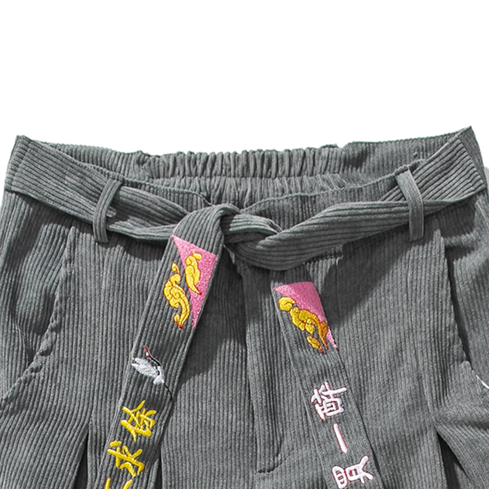 GURUNVANI Pantaloni da uomo in velluto a coste larghi con coulisse pantaloni cargo vintage