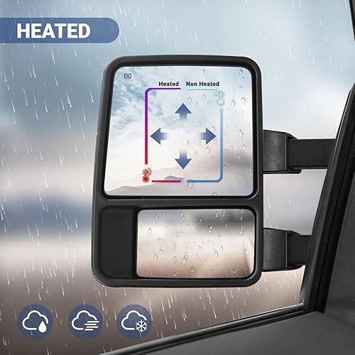 Miniatura 8 de Switchback - Espejo de remolque compatible con 1999-2016 F250 F350 F450 F550 Super Duty Truck Pickup espejos laterales de remolque de vidrio