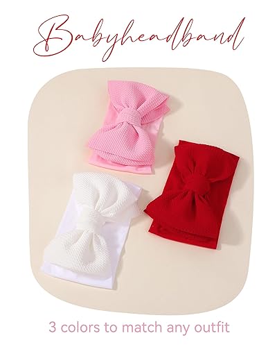 Vista 9 de jollybows 3 diademas con lazos para bebé, de nailon suave, para recién nacidos, niños pequeños, lindos lazos anchos y accesorios para el cabello