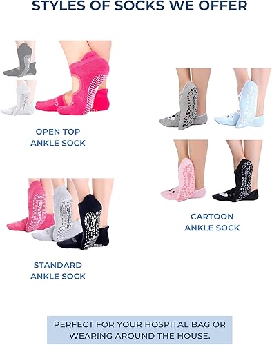 Miniatura 7 de Calcetines antideslizantes para yoga, barre, pilates, hospital, maternidad, con empuñaduras, para mujeres y hombres, 2 pares, color negro