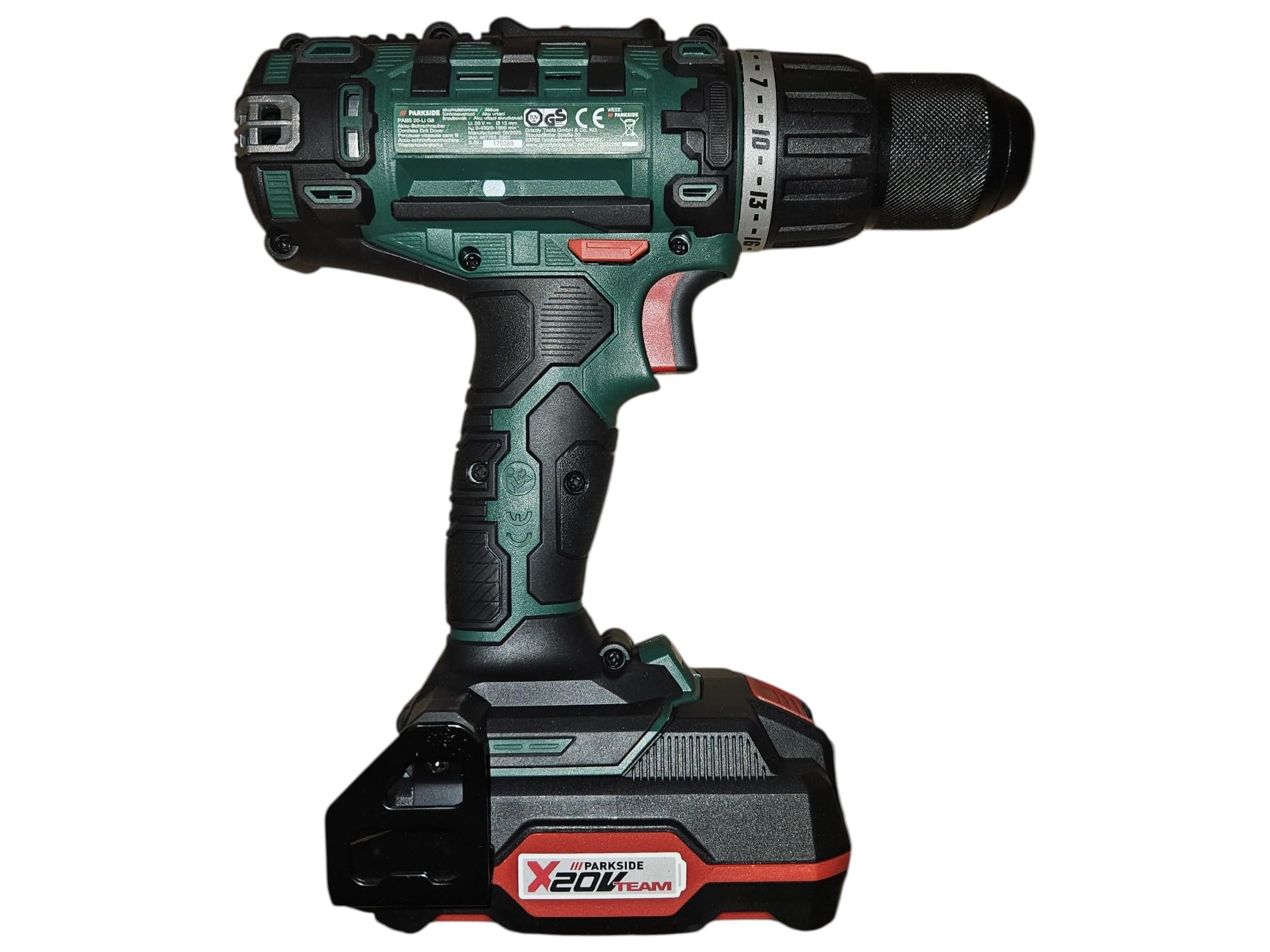 PARK SIDE Parkside PARKSIDE - Taladro atornillador inalámbrico PABS 20-Li E6 con batería y cargador de 20 V