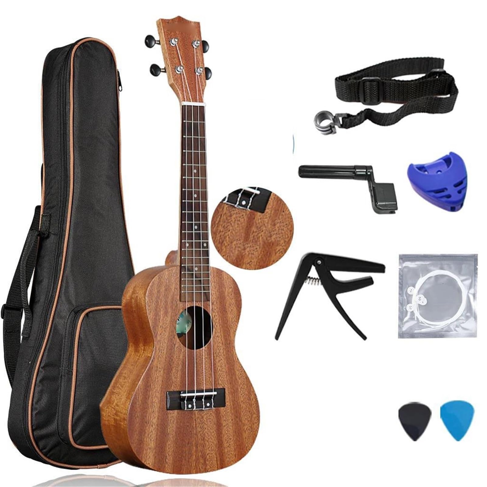 Ukulele Per Principianti Ukulele In Legno Di Mogano Da Concerto Con Accessori Adatti Ai Principianti(23 inches)