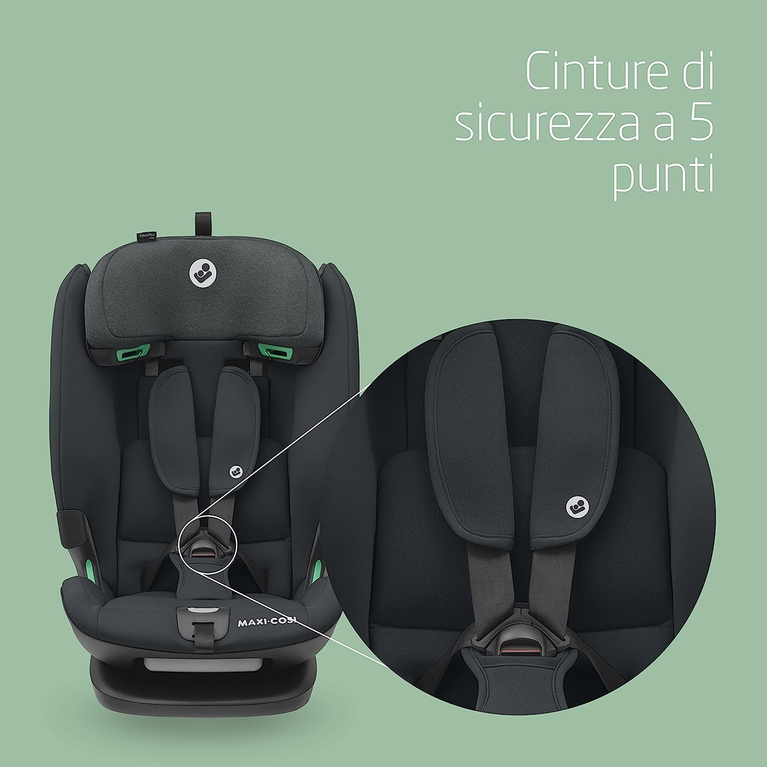 Maxi-Cosi Titan Plus i-Size, Seggiolino Auto ISOFIX, 15 Mesi - 12 Anni (76 - 150 cm), Reclinabile in 4 Posizioni, Regolabile in Altezza, Side Impact Protection G-CELL, per Bambini, Authentic Graphite