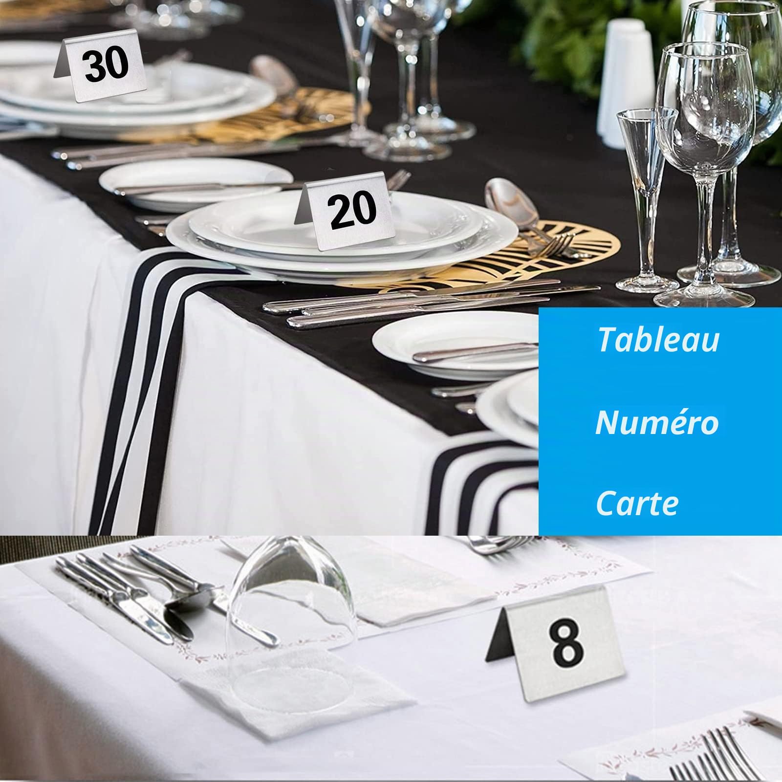Carte De Numéro Table Signes Plaque Numéro De Mariage Table Restaurant En Acier Inoxydable - Empilables, Carte De Numéro De Table Double Face Pour Restaurants Cantines Cafés