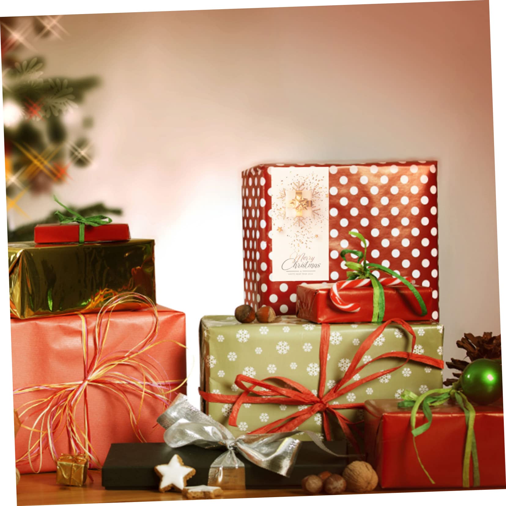 SHINEOFI 150pezzi Adesivi Decorativi Per Scatole Natalizie Etichette Autoadesive Per Regali e Pacchi Design Unico Con Elementi Di Natale Perfetti Per Festività e Regali