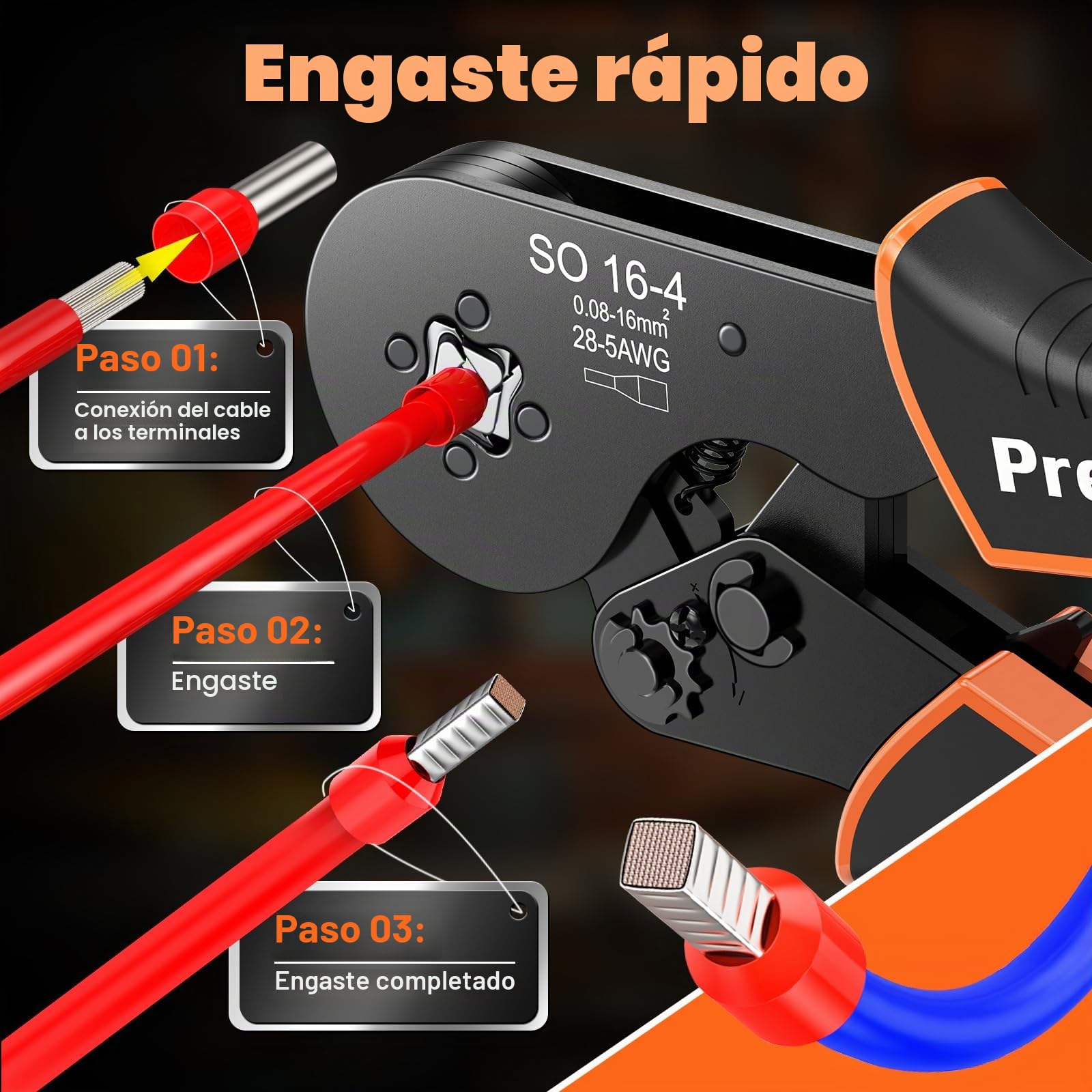 Crimpadora Terminales Electricos, Kit Profesional con 1500 Terminales y Maletín, Alicate de Crimpar con Trinquete Ahorrador 0.08-16mm² para Electricistas
