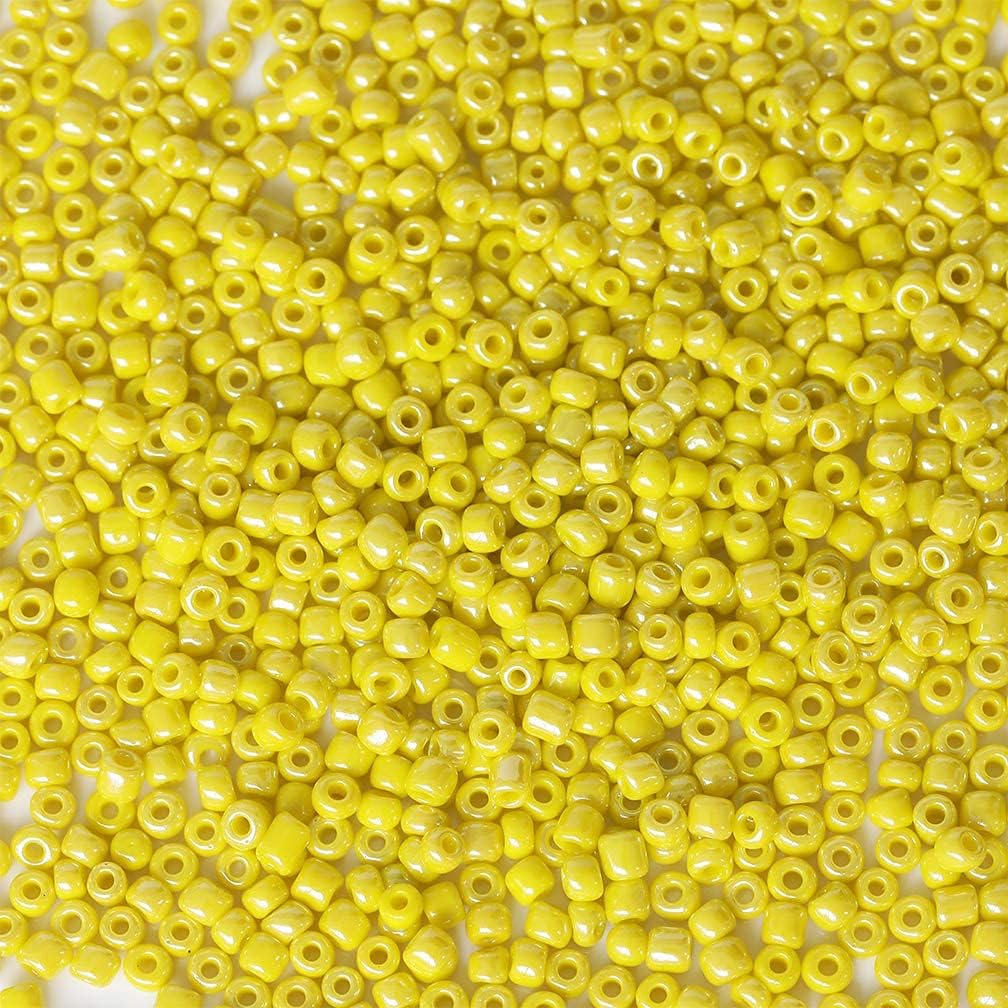 Size 6/0 Crafts Glass Seed Beads 4mm Yellow Bright Beads for Jewelry Making (Total About 100g About 1200pcs) - Image 2