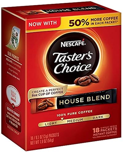 Nescafe Tasters Choice mezcla de café instantáneo para hogar porción de bolsitas individuales 19 onzas 18 paquetes Nescafe Tasters Choice mezcla de café instantáneo para hogar porción de bolsitas individuales 19 onzas 18 paquetes
