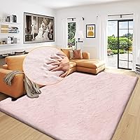 Vista 88 de Alfombra lavable de pelo esponjoso rosa para dormitorio, alfombra de pelo sintético de conejo para sala de estar, alfombra peluda para pasillo