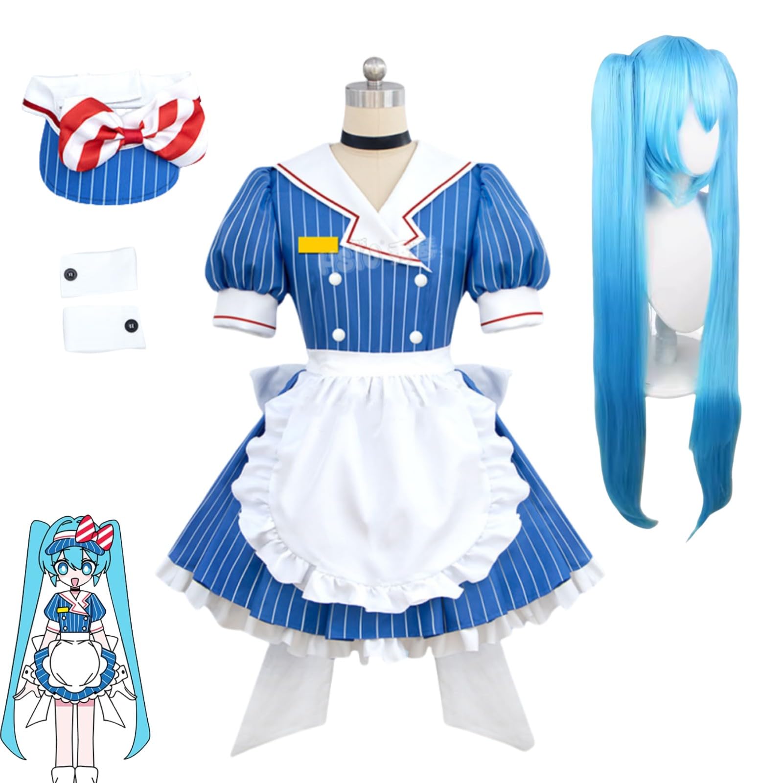 ライブステージ 初音ミク コスプレ衣装 ウィッグとふわぷち付き 