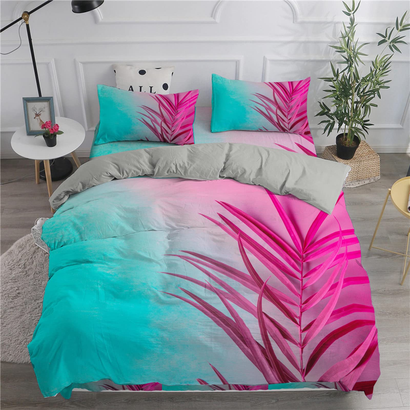 Parure housse de couette 140x200 douce 110g/㎡ microfibre lavable zippée