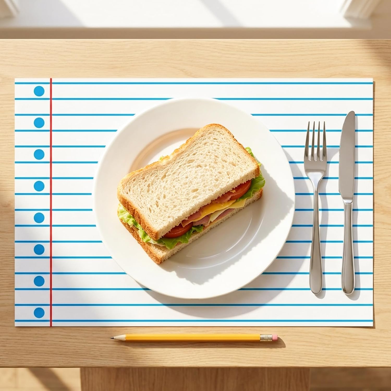 Whaline 50 Pcs Back to School Paper Placemats Disposable Place Mat Notebook Decorative Paper Table Mats for First Day of School Party Table Setting, 11 x 17 Inch image 4