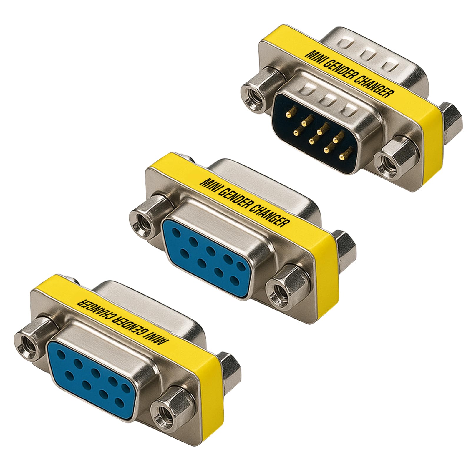 Cyberguys DB9 Gender Changer 3-Pack – Serial Adapter Set Includes DB9 Female to Female
