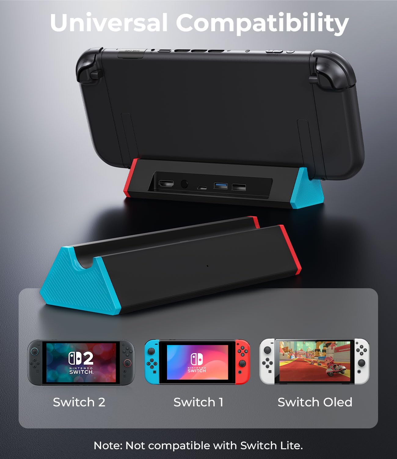 Antank Portatile Dock Compatibile con Nintendo Switch 2/1/OLED, Switch 2 TV Dock con 4K@60Hz Uscita HDMI/100W Carica Ingresso/USB3.0 Caricatore Base Support Switch 2 Ricambio Ufficiale