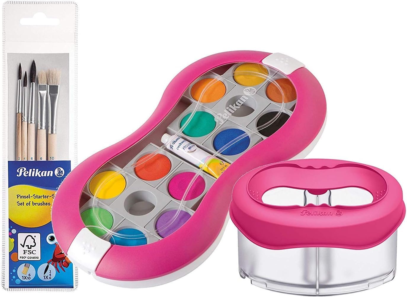 Pelikan Deckfarbkasten Space, 12 Farben + 1 Tube Deckweiß, Magenta - Starter Set