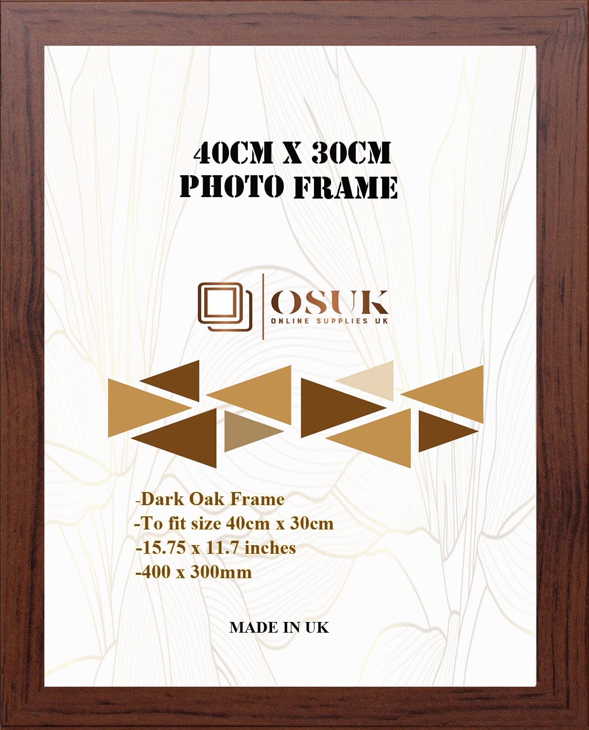 OSUK 30x40cm Dark Oak Picture Frame - 40 x 30cm Photo Frames with Safe Perspex Front & Wall Hanging Hooks - Dark Oak 40cm x 30cm Poster Frames โ image 1