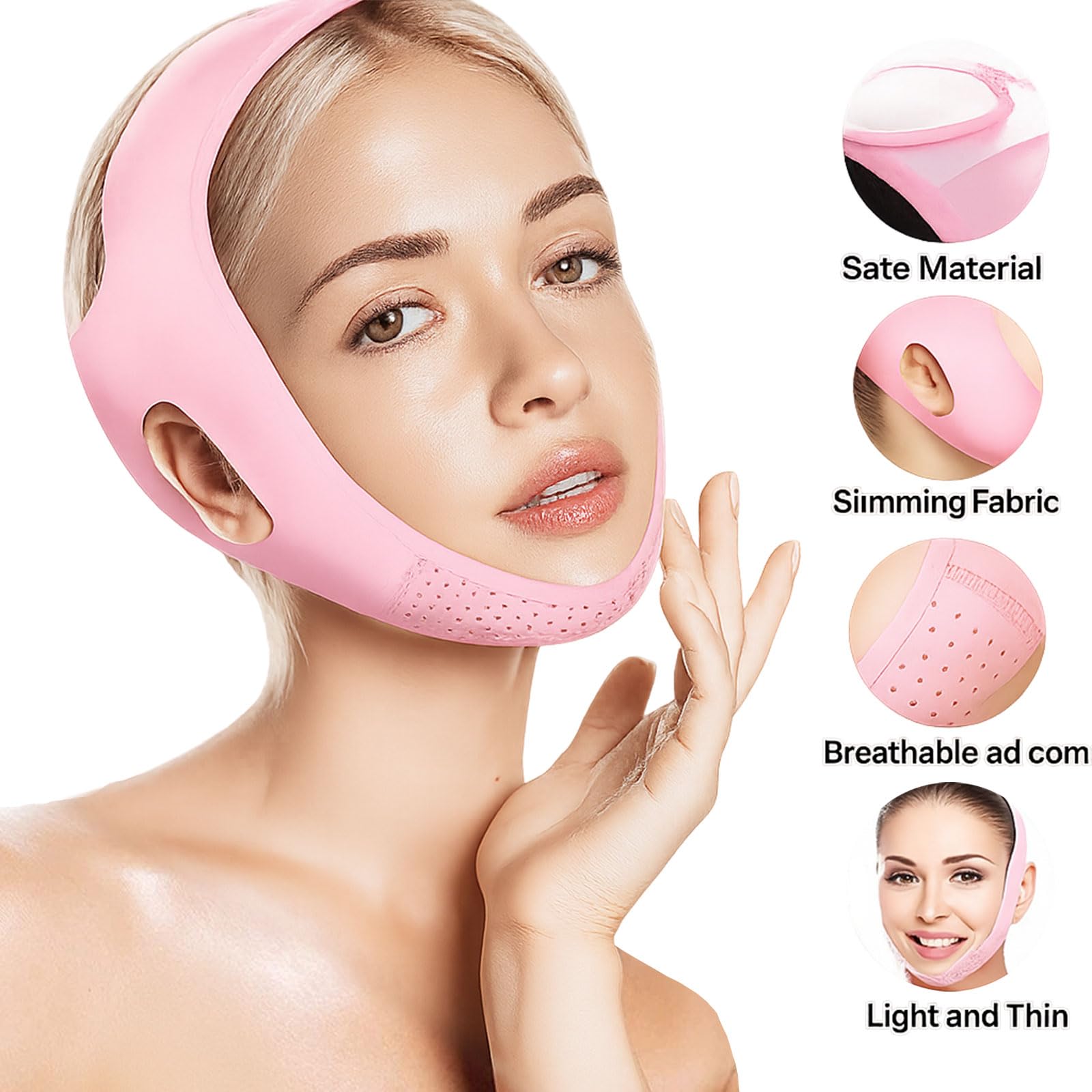 AYNKH Double Chin Lift V Line Mask, Reusable V-Shaped Chin Strap for Women & Men, Jawline Lifting Face Strap - Image 3