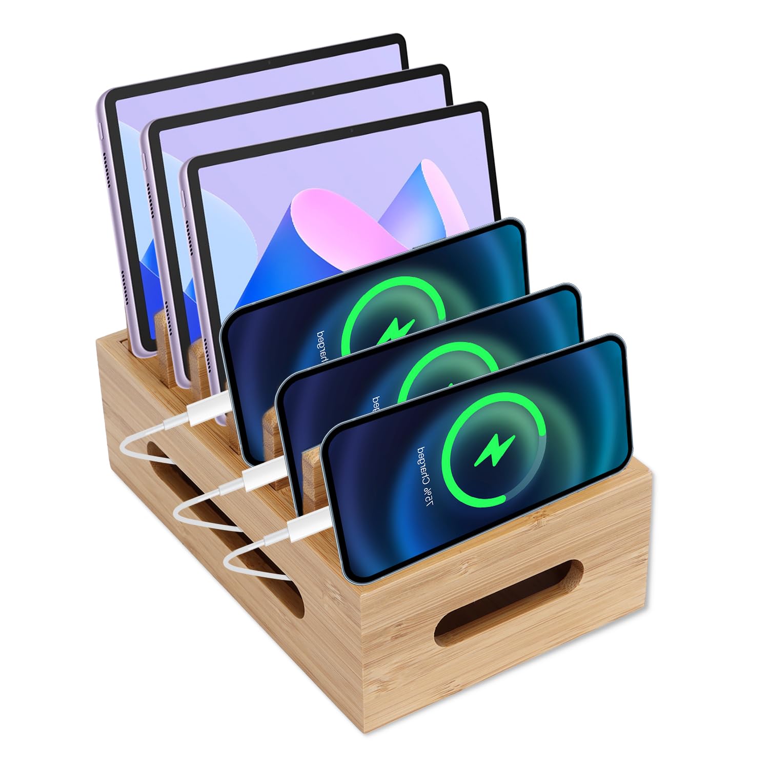 Oplaadstation organizer, Laptop laadstation hout mobiele telefoon dock, draagbare telefoonhouder, tablet opbergdoos, mobiele telefoon dock opbergdoos apparaat oplaadstation zonder