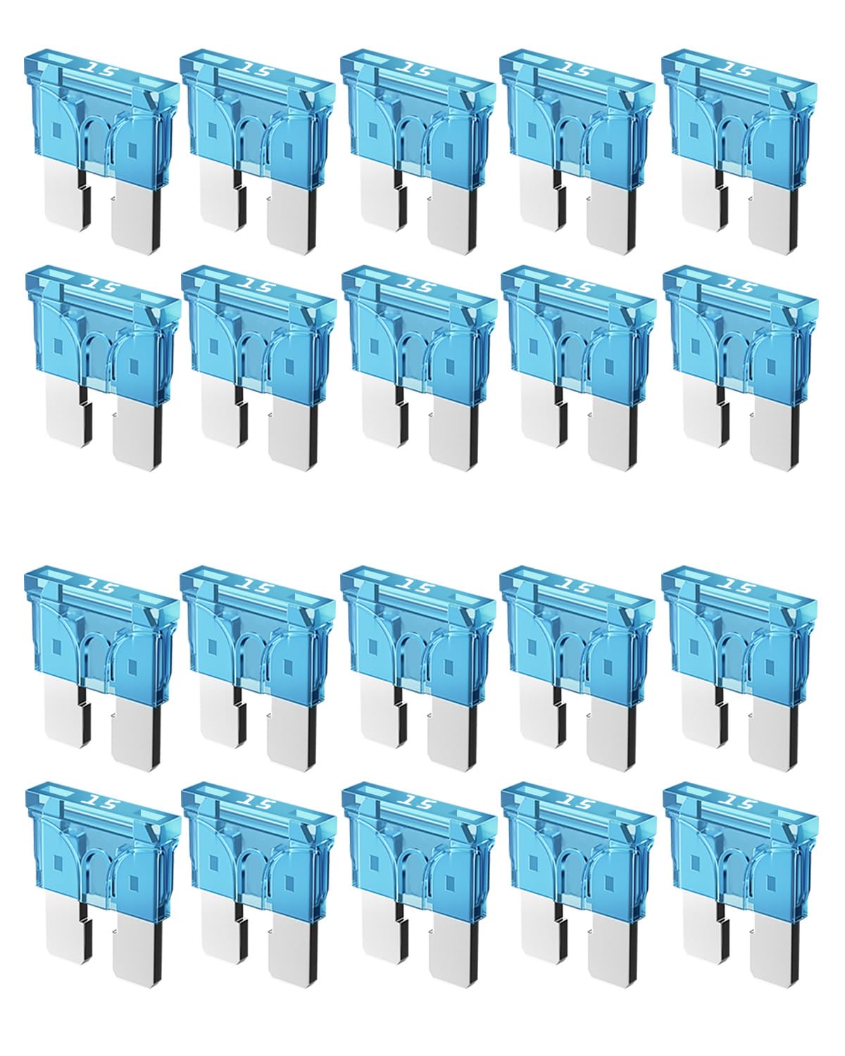Riseuvo 20pcs 15A Standard Car Fuses - 15 AMP Automotive Fuses(ATO/APR/ATS), 32V (12/24V) Blade Fuse for RV/Truck/SUV